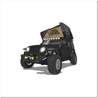 Jeep Wrangler Camp Time - Jeep Black Posters and Art